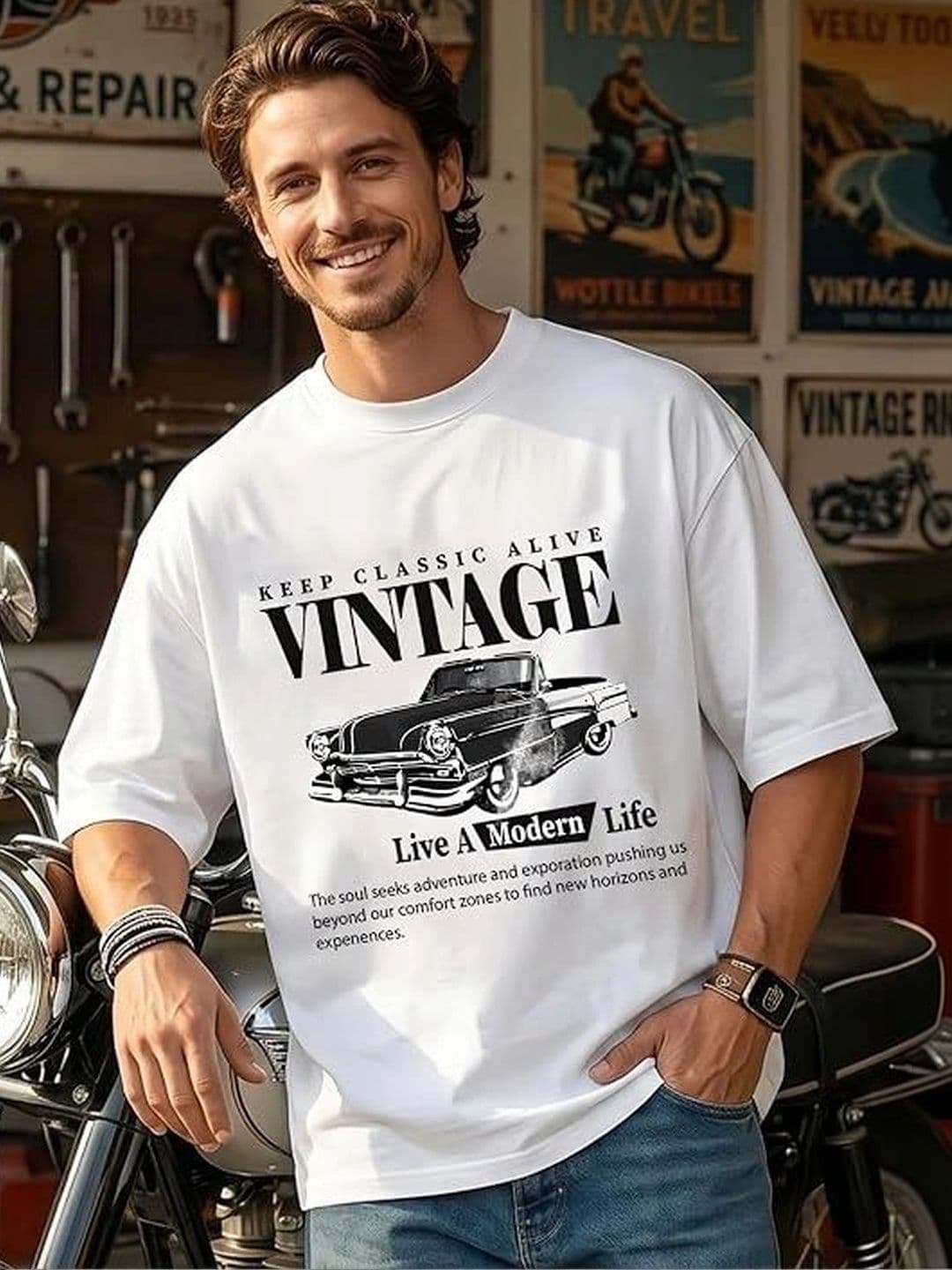 9TUNKI Men Printed Pure Cotton T-shirt - view 1