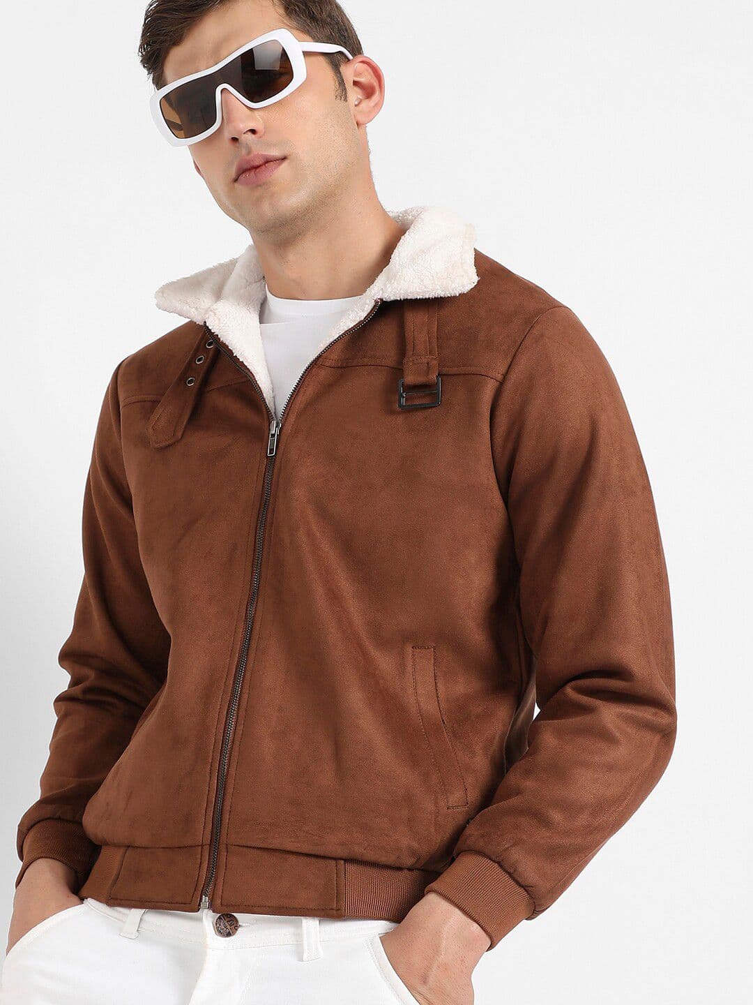 CAHOOT Brown Windcheater Spread Collar Suede Tailored Jacket - view 1