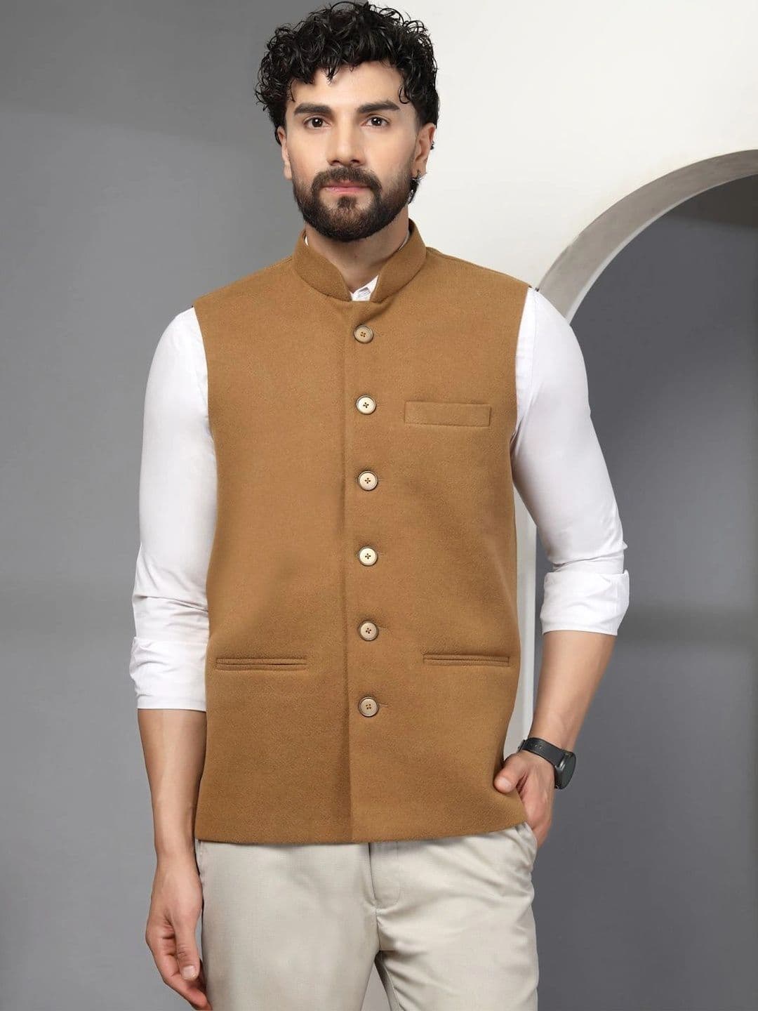 DEIFIC Men Mandarin Collar Nehru Jacket - view 1