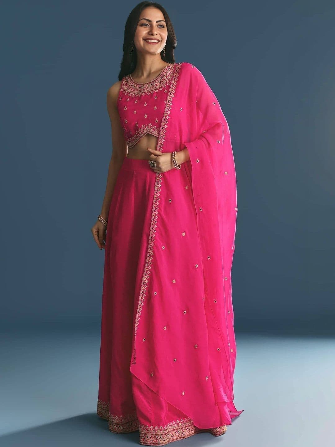 FAB WINDOW Embellished Semi-Stitched Lehenga & Blouse With Dupatta - view 1