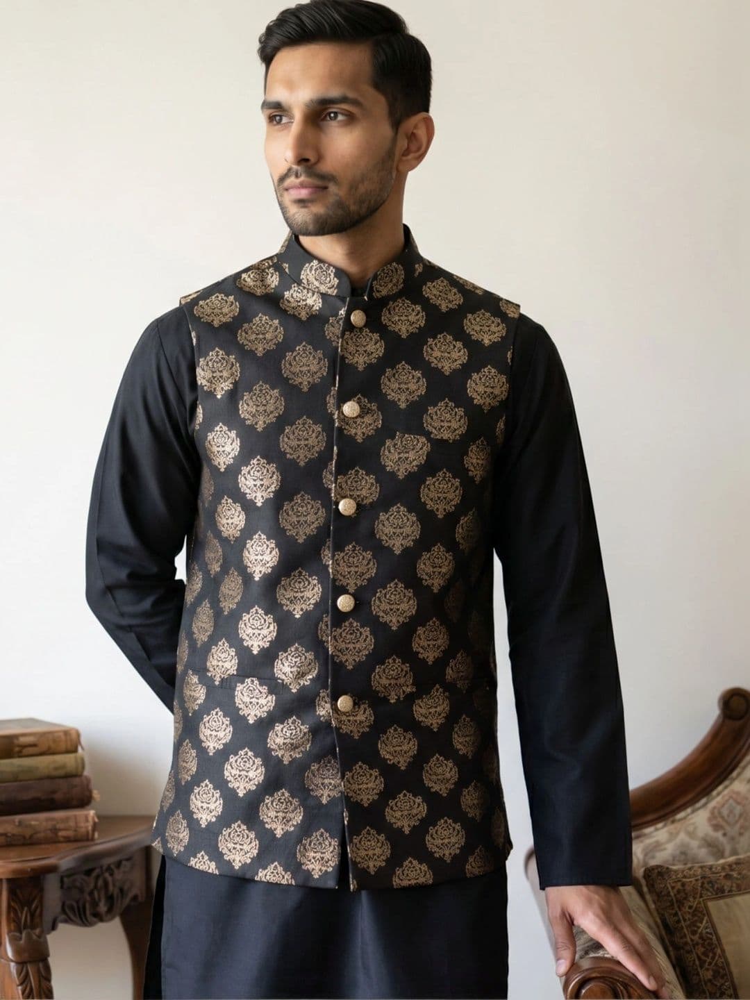 Jompers Woven Design Nehru Jackets - view 1
