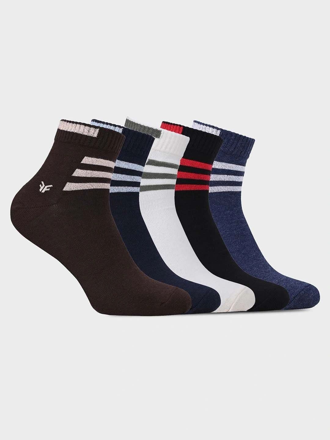 FOOTONS Men Pack of 5 Anti-Bacteria Striped Cotton Daily Wear Ankle Length Socks - view 1