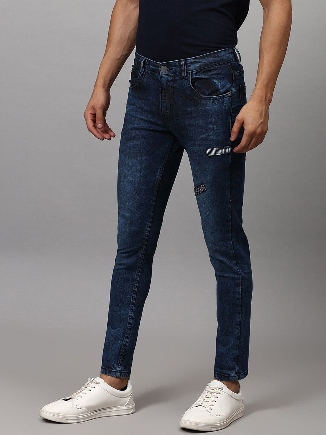 CAHOOT Men Blue Slim Fit Low Distress Light Fade Stretchable Jeans - view 1