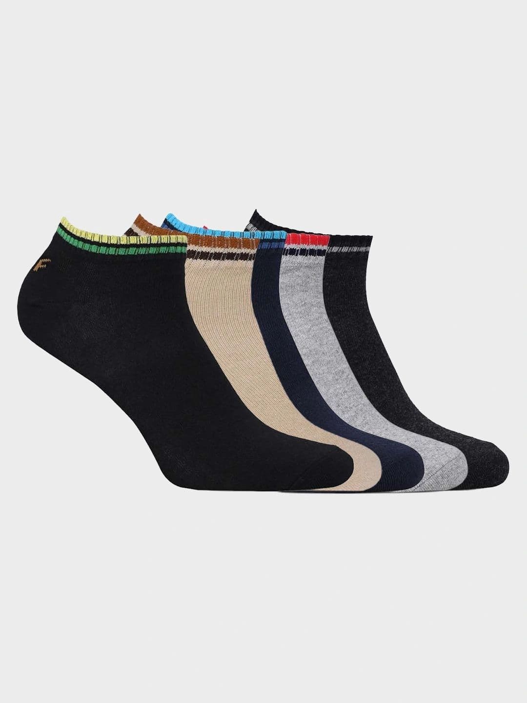 FOOTONS Men Pack of 5 Striped Cotton Soft Fit Everyday Use Ankle Length Socks - view 1