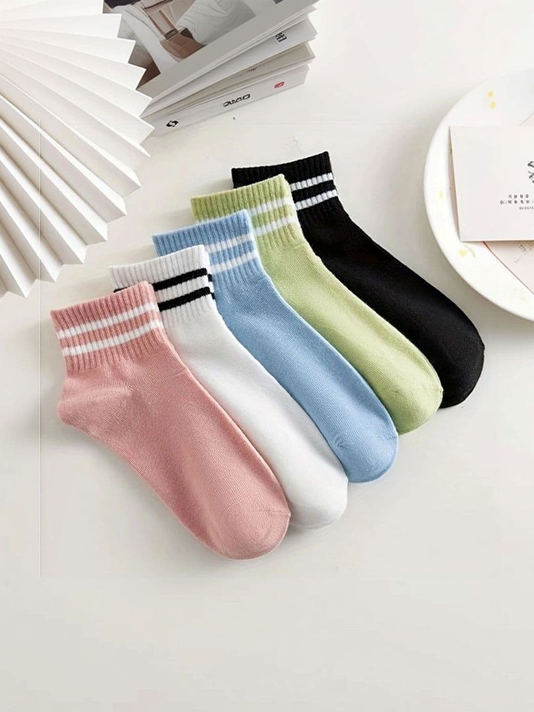 BEAR&BEYOND Men Pack of 5 Cotton Assorted Striped Above Ankle Socks - view 1