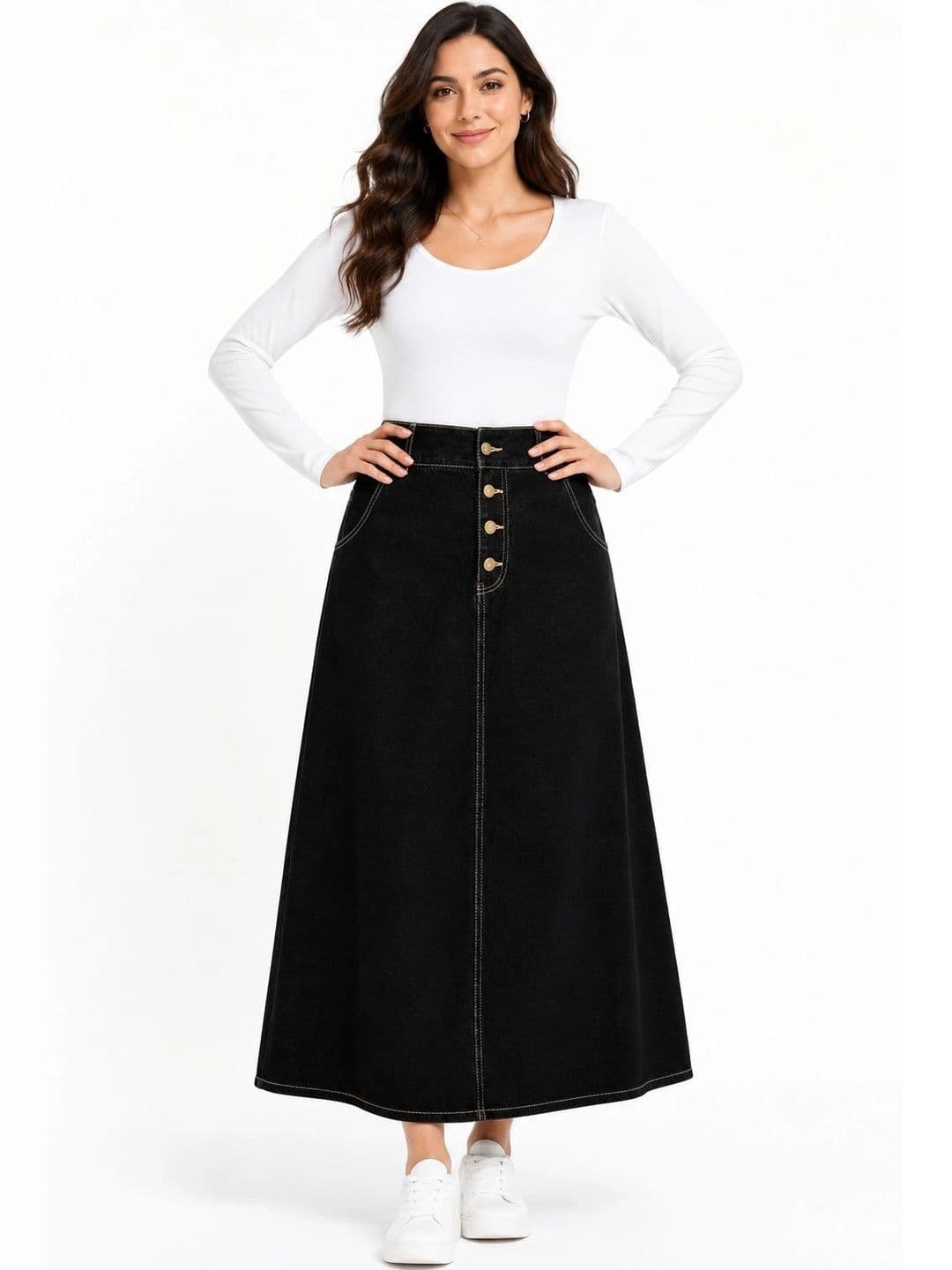Tripursundari Fashion Women Denim Maxi A-Line Skirt - view 1