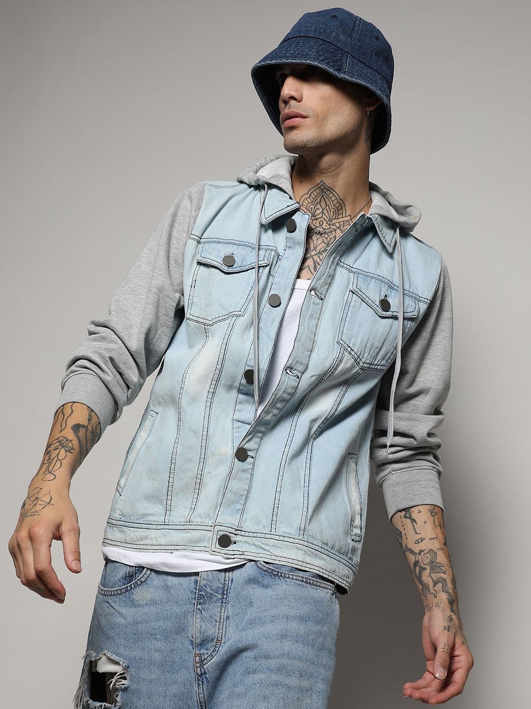 CAHOOT Blue Washed Hooded Windcheater Denim - view 1