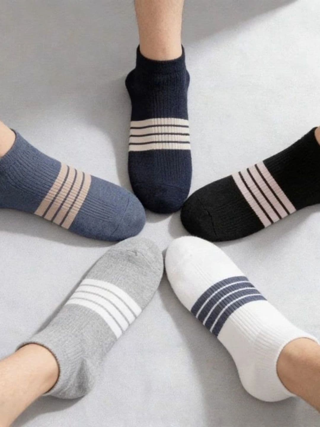 BEAR&BEYOND Men Pack of 5 Cotton Assorted Striped Ankle Length Socks - view 1