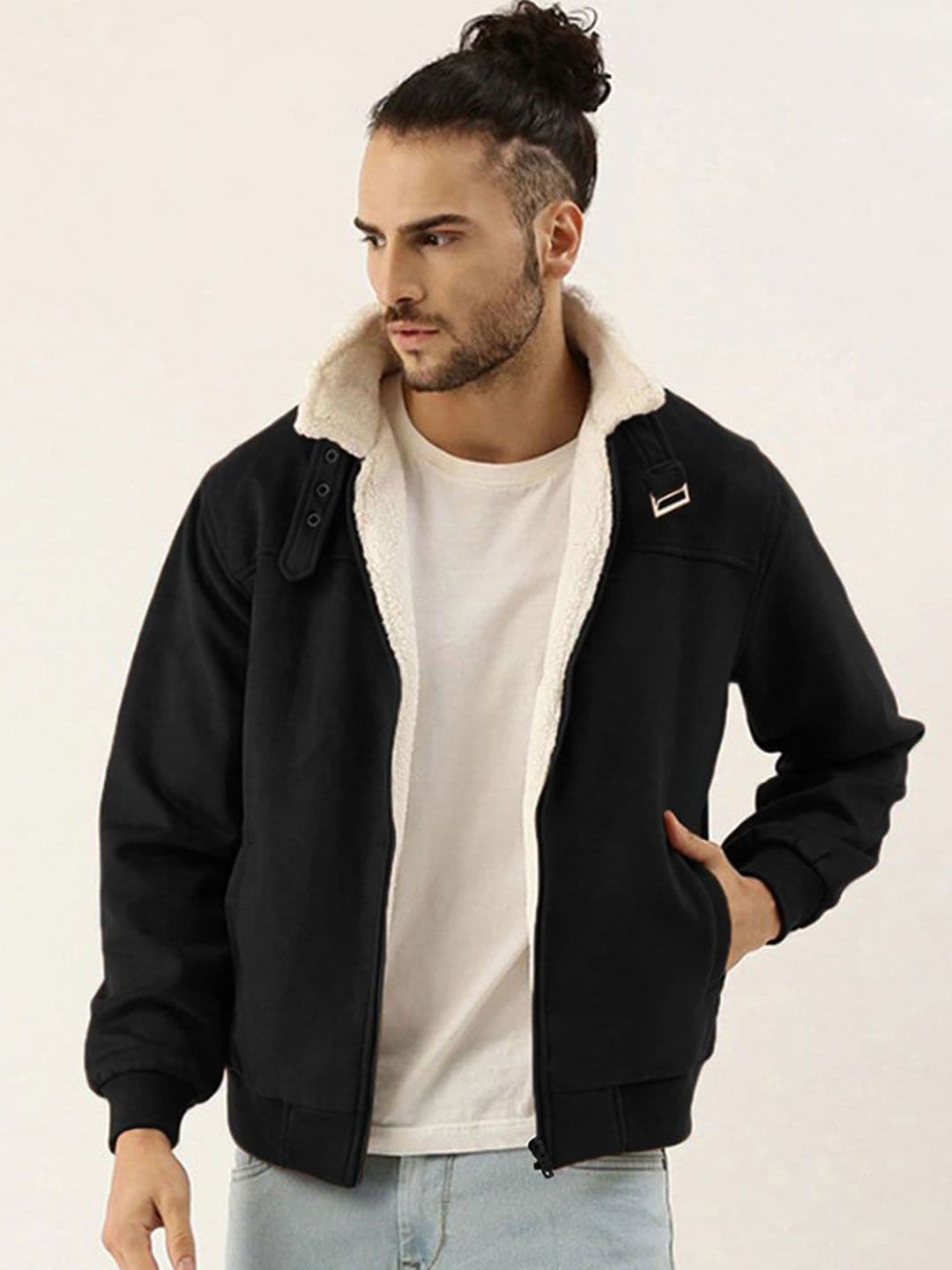 CAHOOT Men Spread Collar Solid Casual Bomber Jacket - view 1