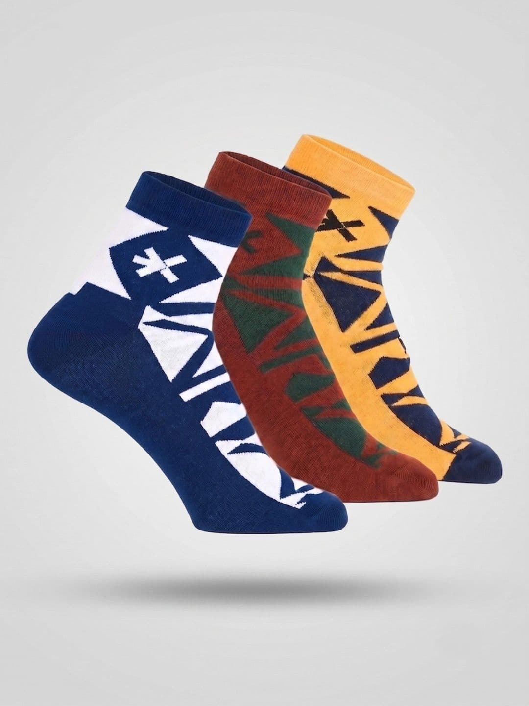HRX by Hrithik Roshan Men Pack of 3 Cotton Blend Patterned Ankle Length Socks - view 1