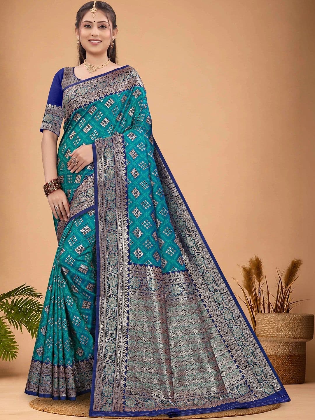 Dreamposhak Woven Design Zari Satin Banarasi Saree - view 1