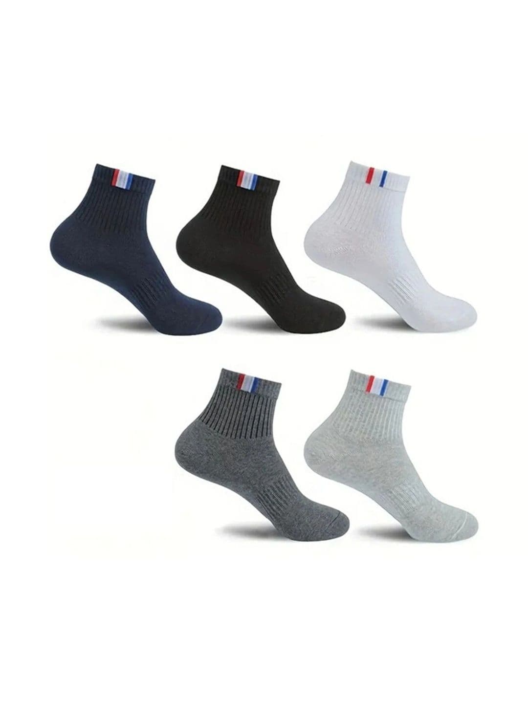 BEAR&BEYOND Men Pack of 5 Cotton Assorted Striped Ankle Length Socks - view 1