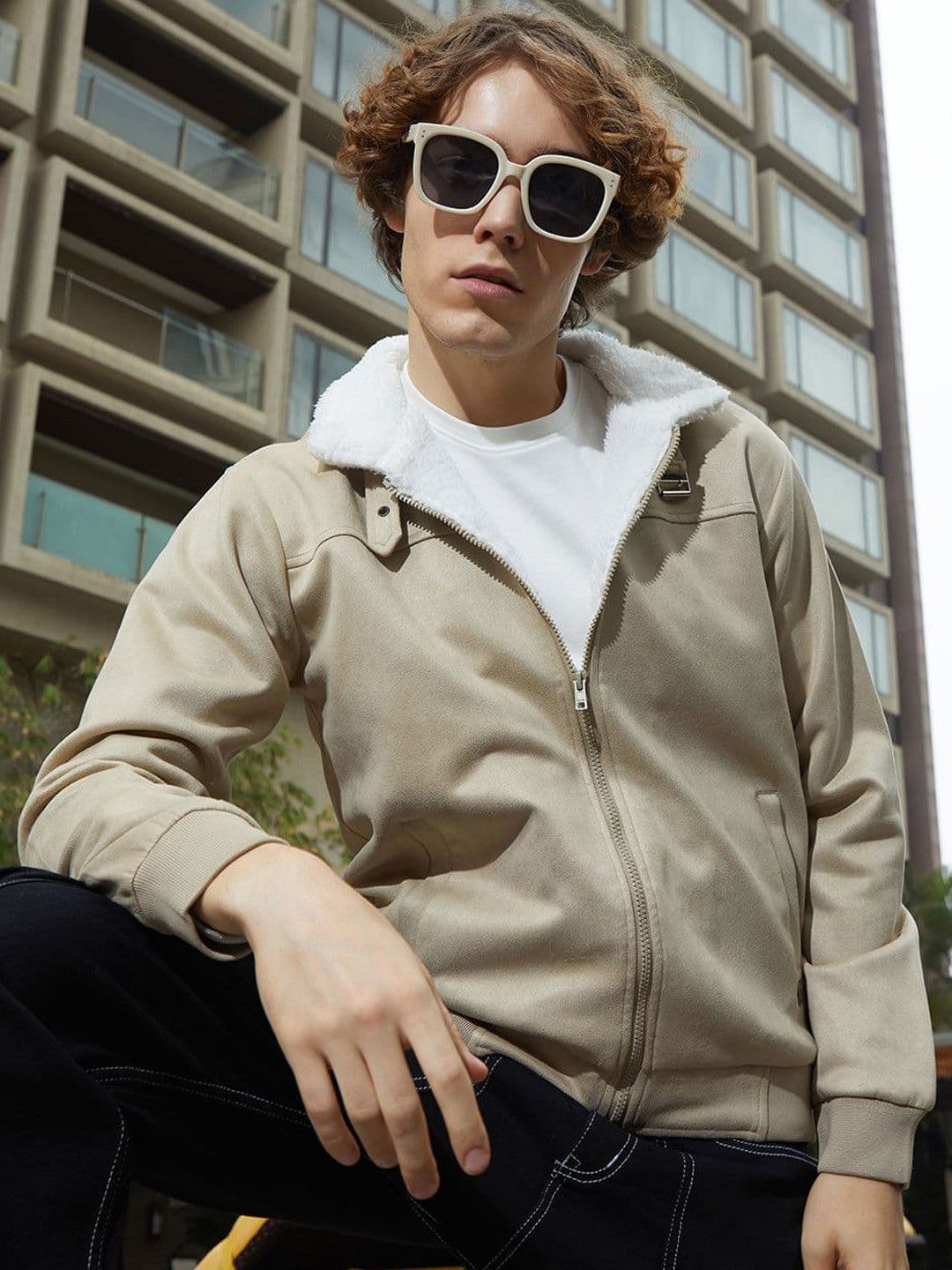 CAHOOT Men Colourblocked Suede Lightweight Bomber Jacket - view 1