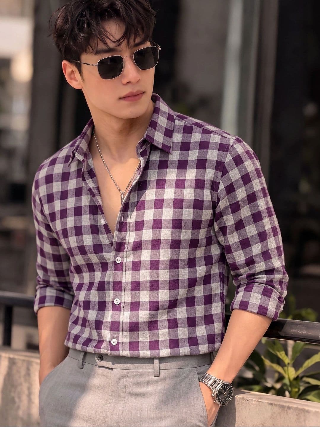 Nat Jastica Men Comfort Gingham Checks Checked Casual Shirt - view 1