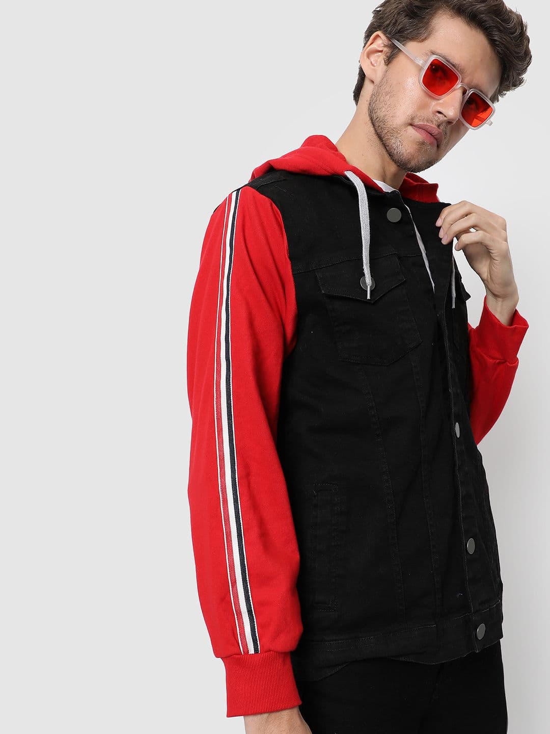 CAHOOT Men Black Red Colourblocked Windcheater Outdoor Tailored Jacket - view 1