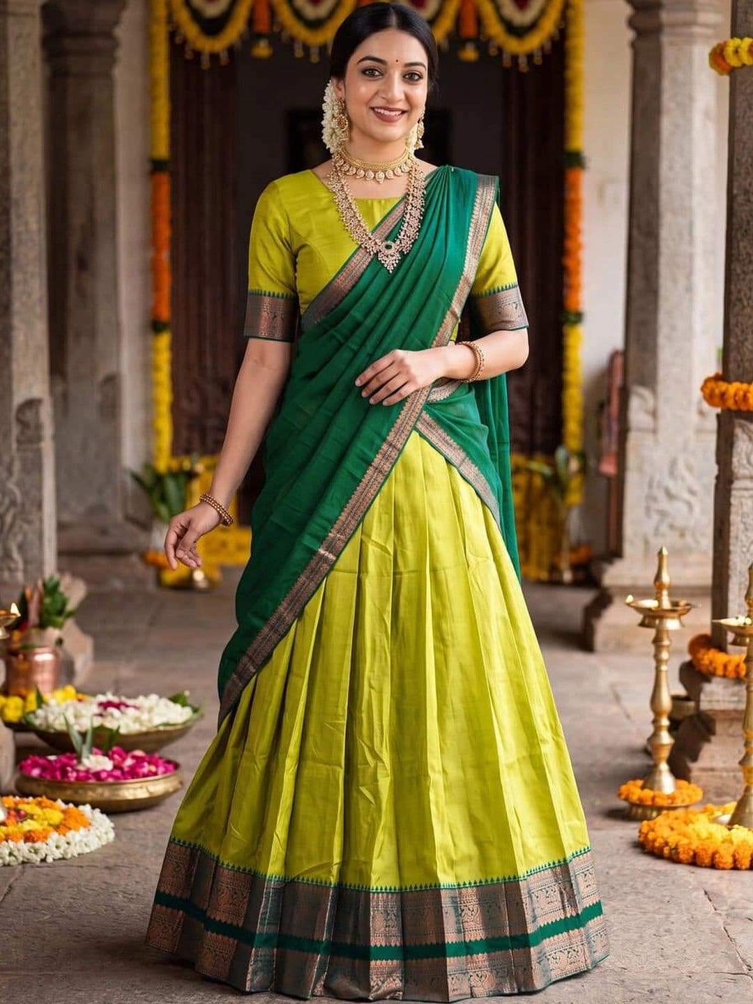 kasee Embroidered Semi-Stitched Lehenga & Blouse With Dupatta - view 1
