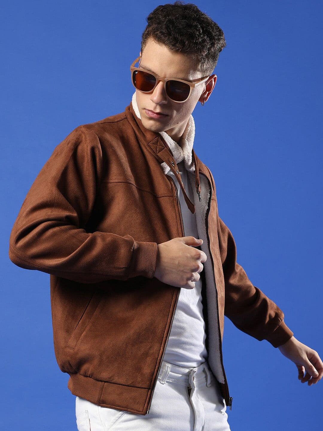 CAHOOT Campus Sutra Zip-Front Windcheater Stand Collar Suede Tailored Jacket - view 1