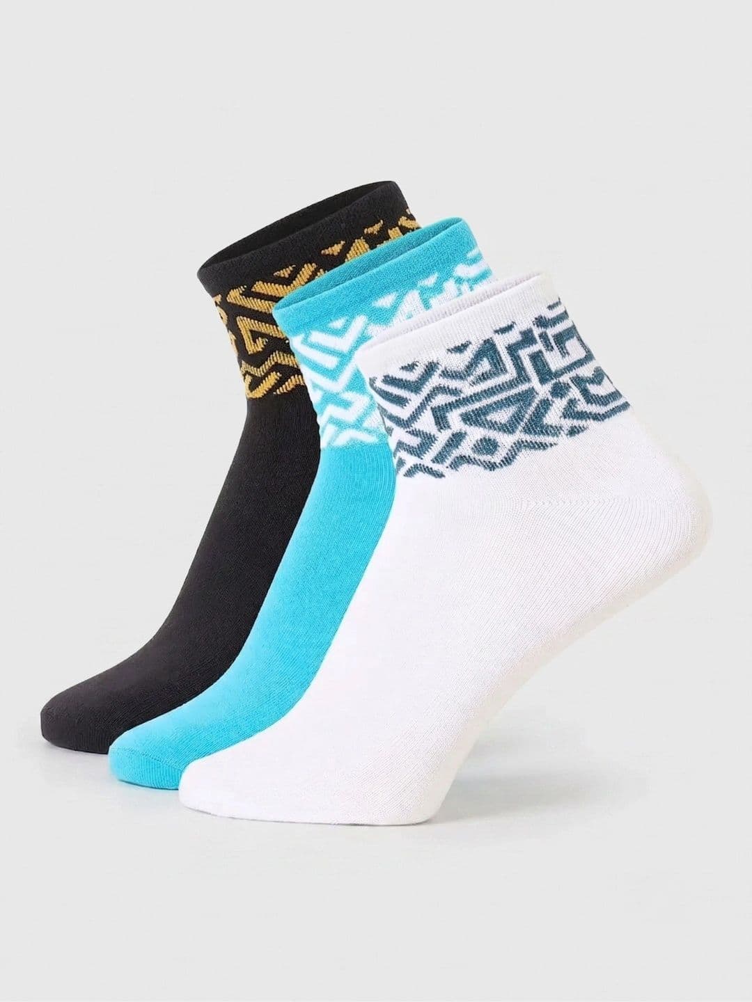 WROGN Men Pack of 3 Cotton Blend Patterned Above Ankle Socks - view 1