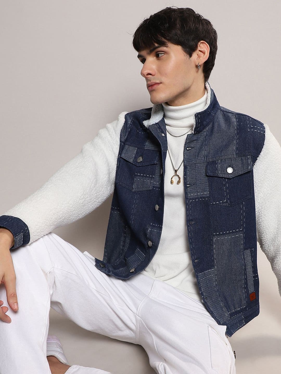 CAHOOT Washed Windcheater Faux Fur Trim Cotton Denim Jacket - view 1
