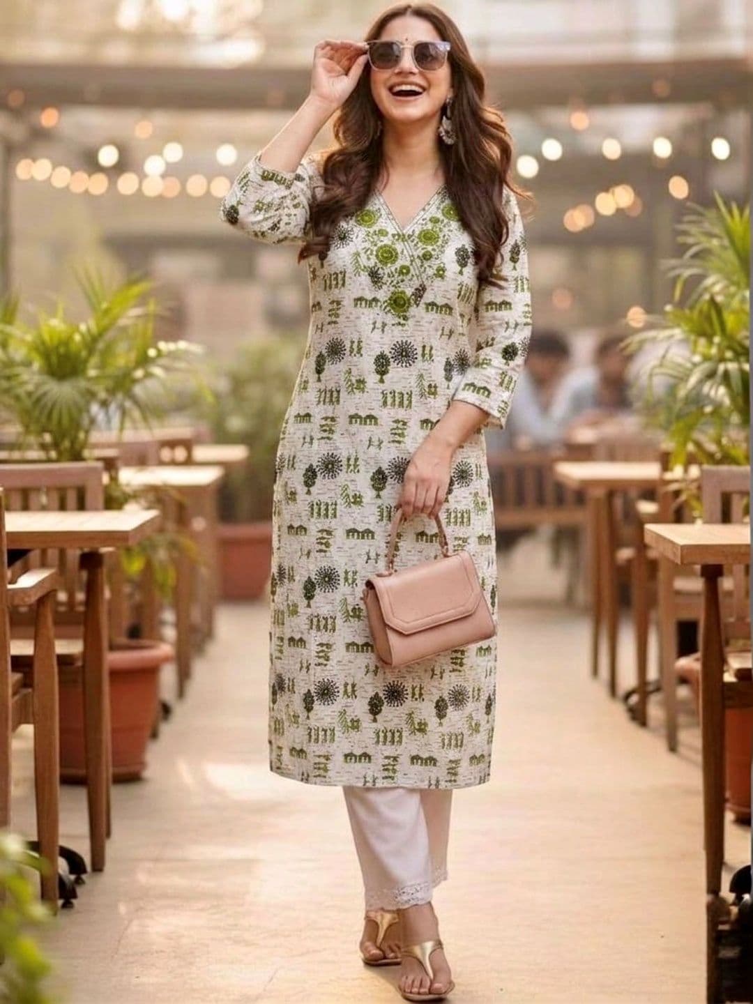 Pjyot by surhi Women Ethnic Motifs Printed Thread Work Indie Prints Kurta - view 1