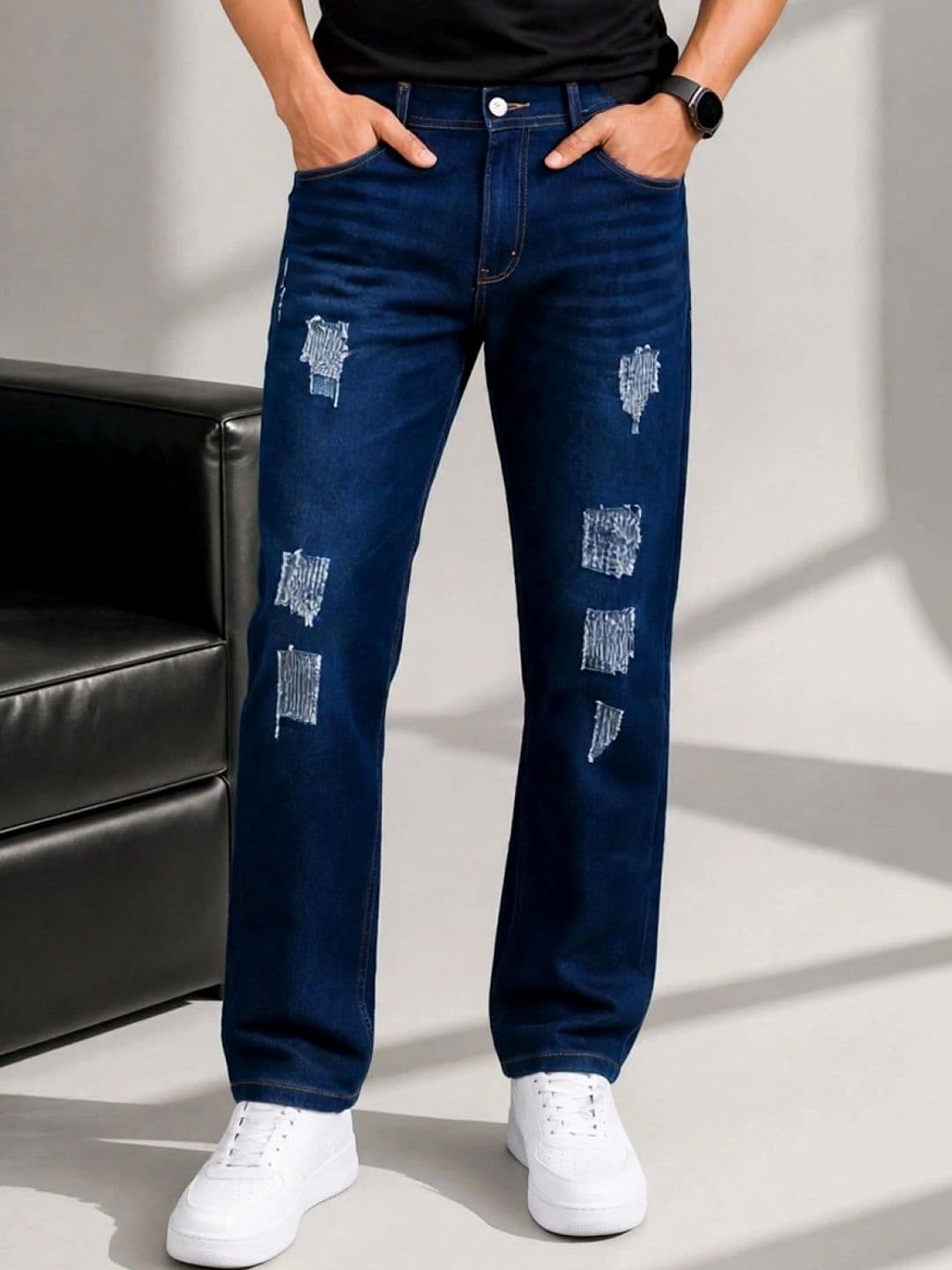 shre.ce Men Classic Regular Fit Mid-Rise Highly Distressed Stretchable Jeans - view 1