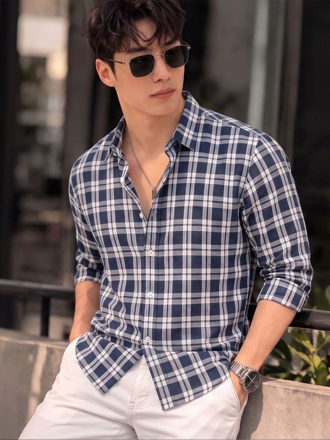 Nat Jastica Men Comfort Tartan Checks Checked Casual Shirt - view 1