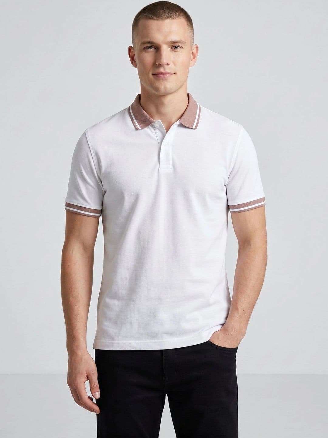 R.Code by The Roadster Life Co. Men Polo Collar T-shirt - view 1