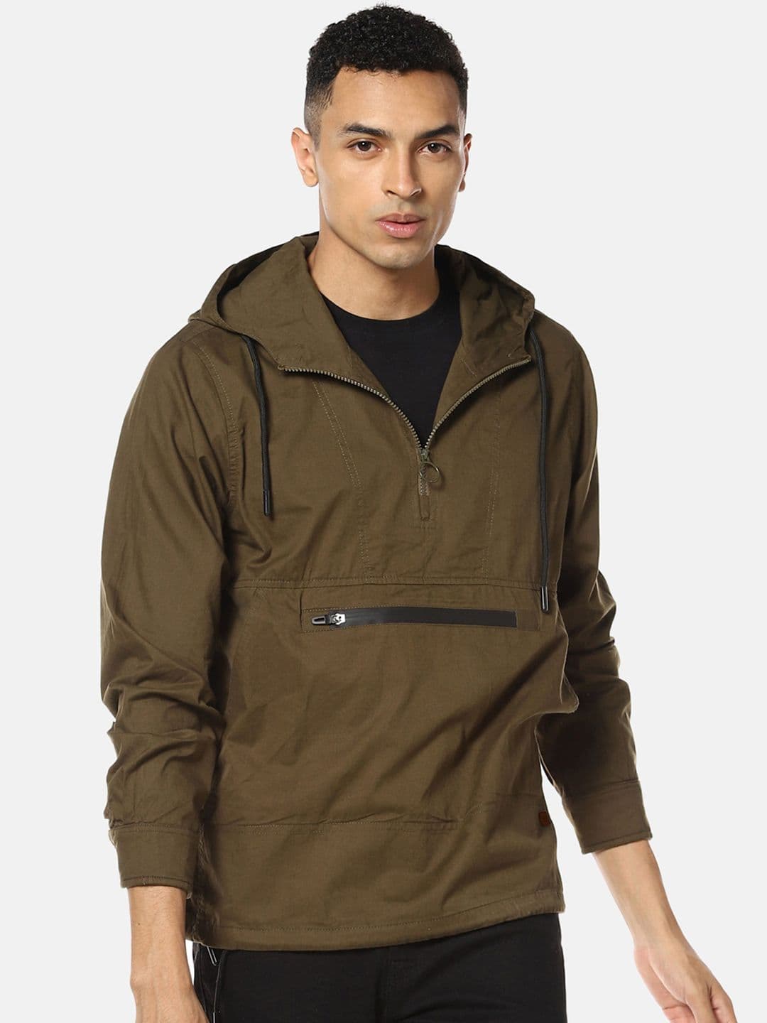 CAHOOT Men Olive Green Outdoor Tailored Hooded Jacket - view 1