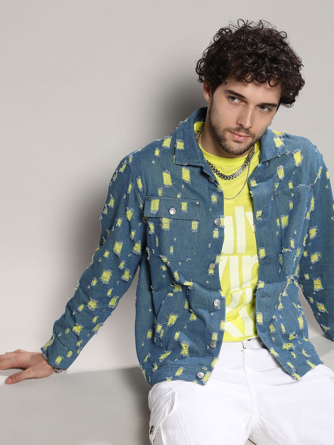 CAHOOT Self Design Windcheater Heavy Distressed Cotton Denim Jacket - view 1