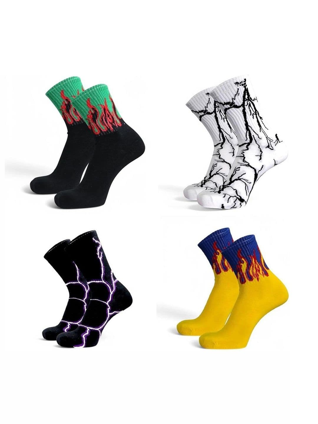 BEAR&BEYOND Men Pack of 4 Cotton Assorted Patterned Calf Length Socks - view 1