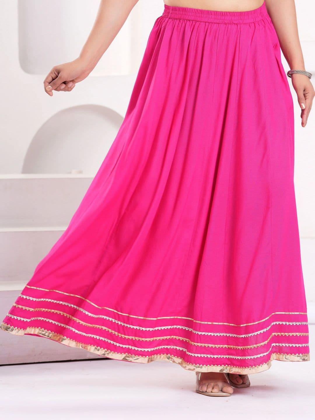Maquien Women Frills Bows and Ruffles Maxi Flared Skirt - view 1