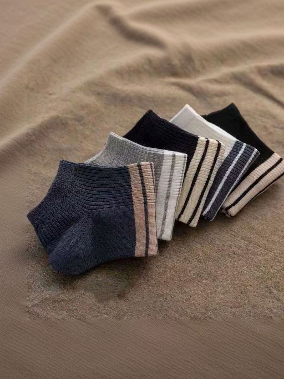 BEAR&BEYOND Men Pack of 5 Cotton Assorted Striped Ankle Length Socks - view 1