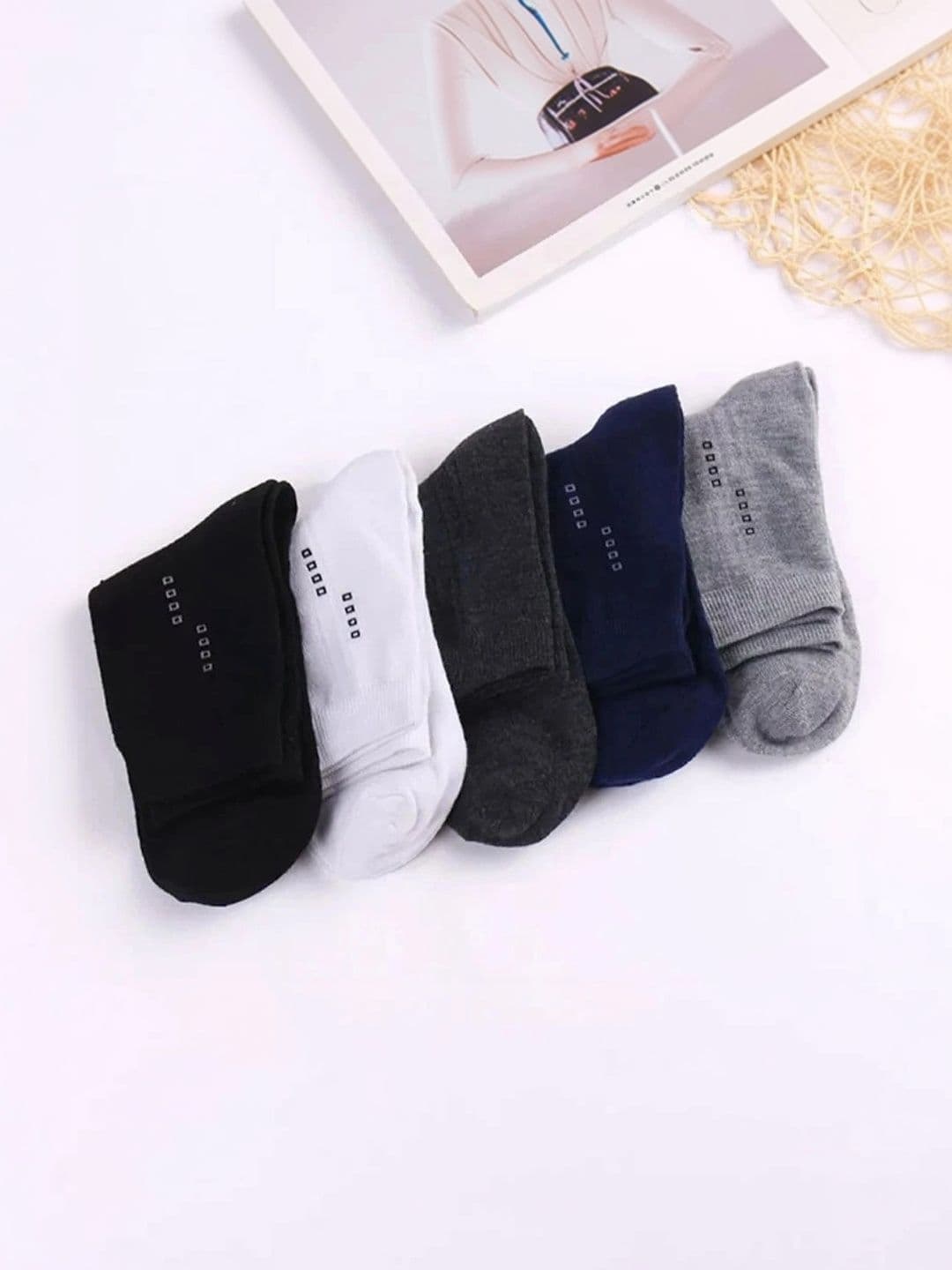 BEAR&BEYOND Men Pack of 5 Cotton Assorted Patterned Above Ankle Socks - view 1