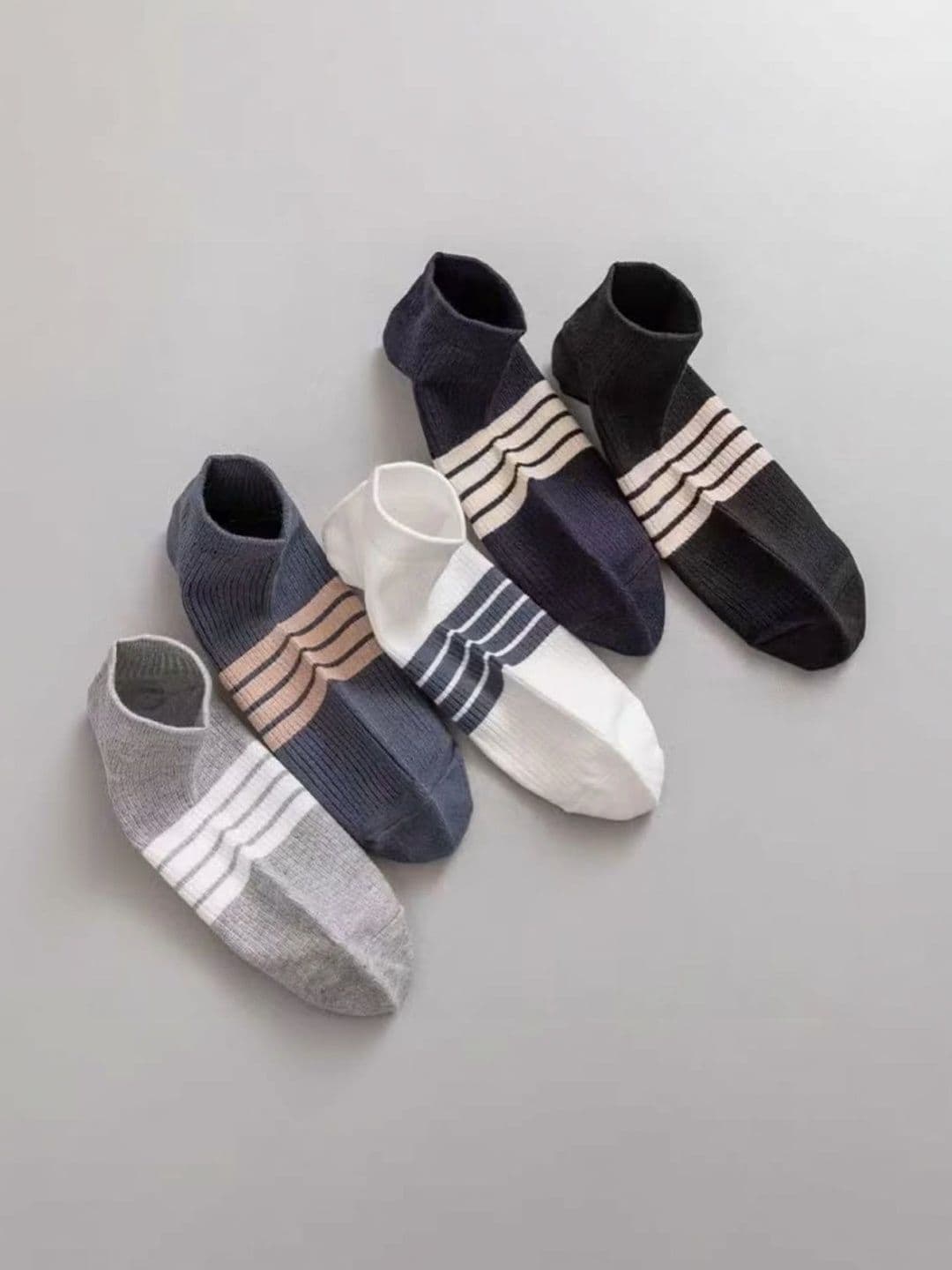 BEAR&BEYOND Men Pack of 5 Cotton Assorted Striped Ankle Length Socks - view 1