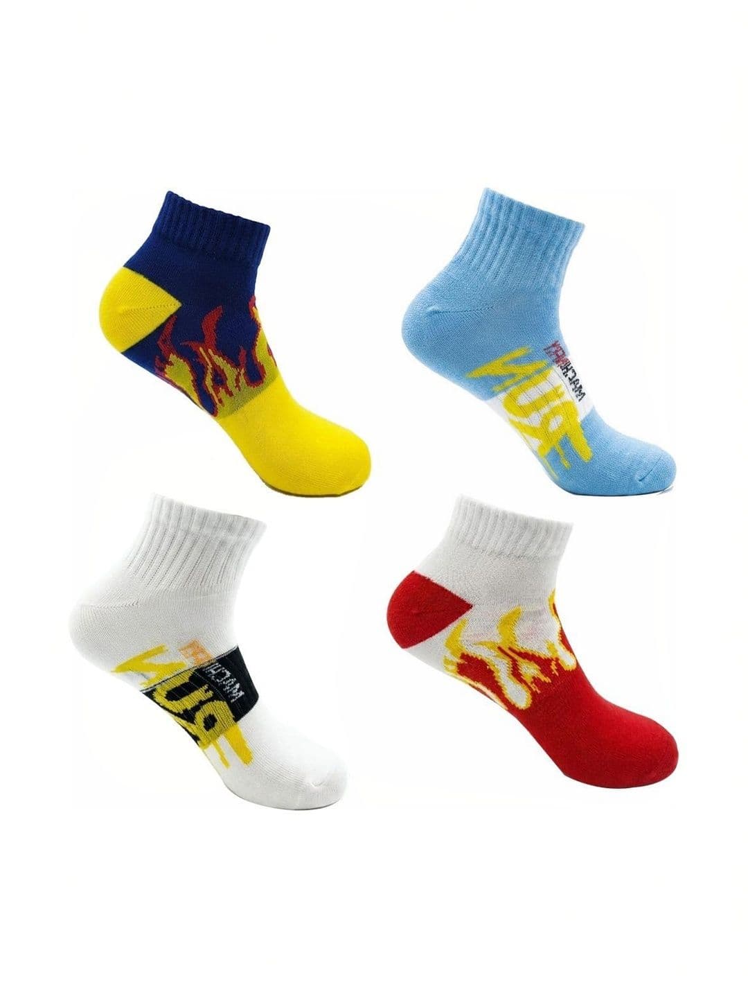 BEAR&BEYOND Men Pack of 4 Cotton Assorted Patterned Ankle Length Socks - view 1