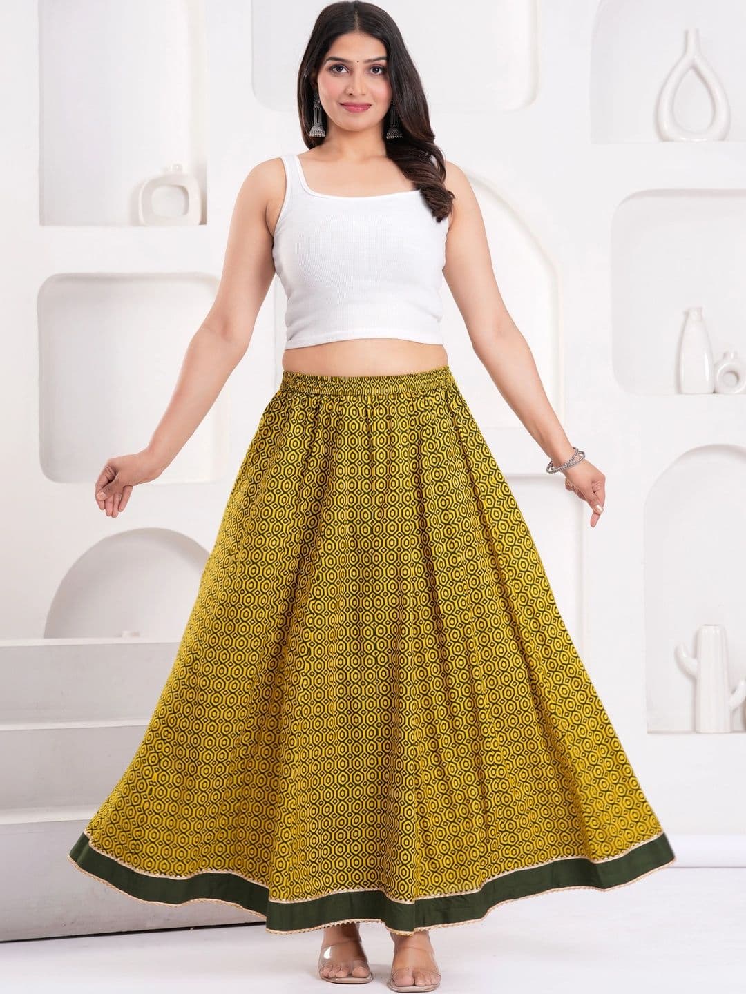 Maquien Women Geometric Maxi Flared Skirt - view 1