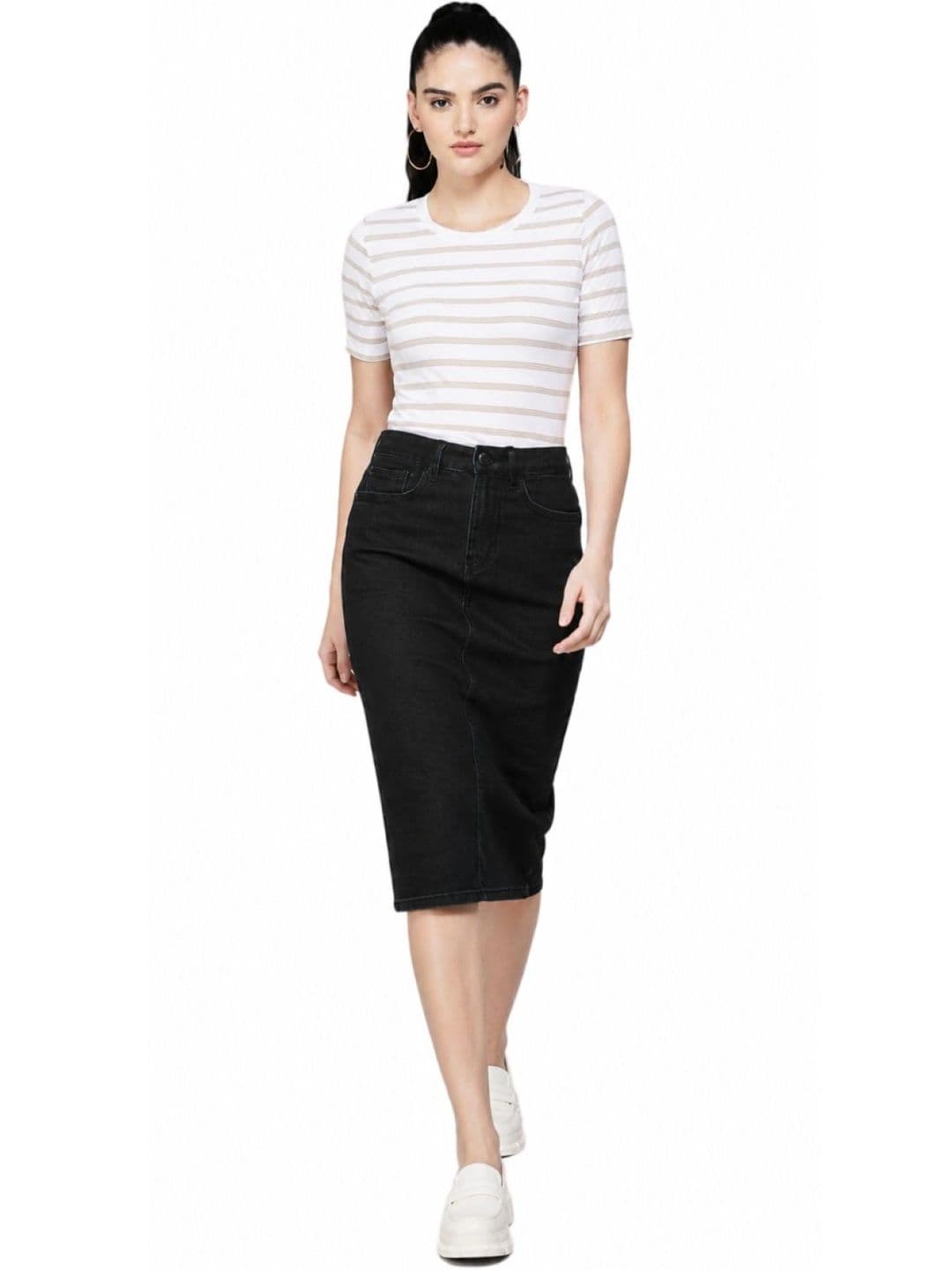 Tripursundari Fashion Women Denim Back Slit Knee Length Pencil Skirt - view 1