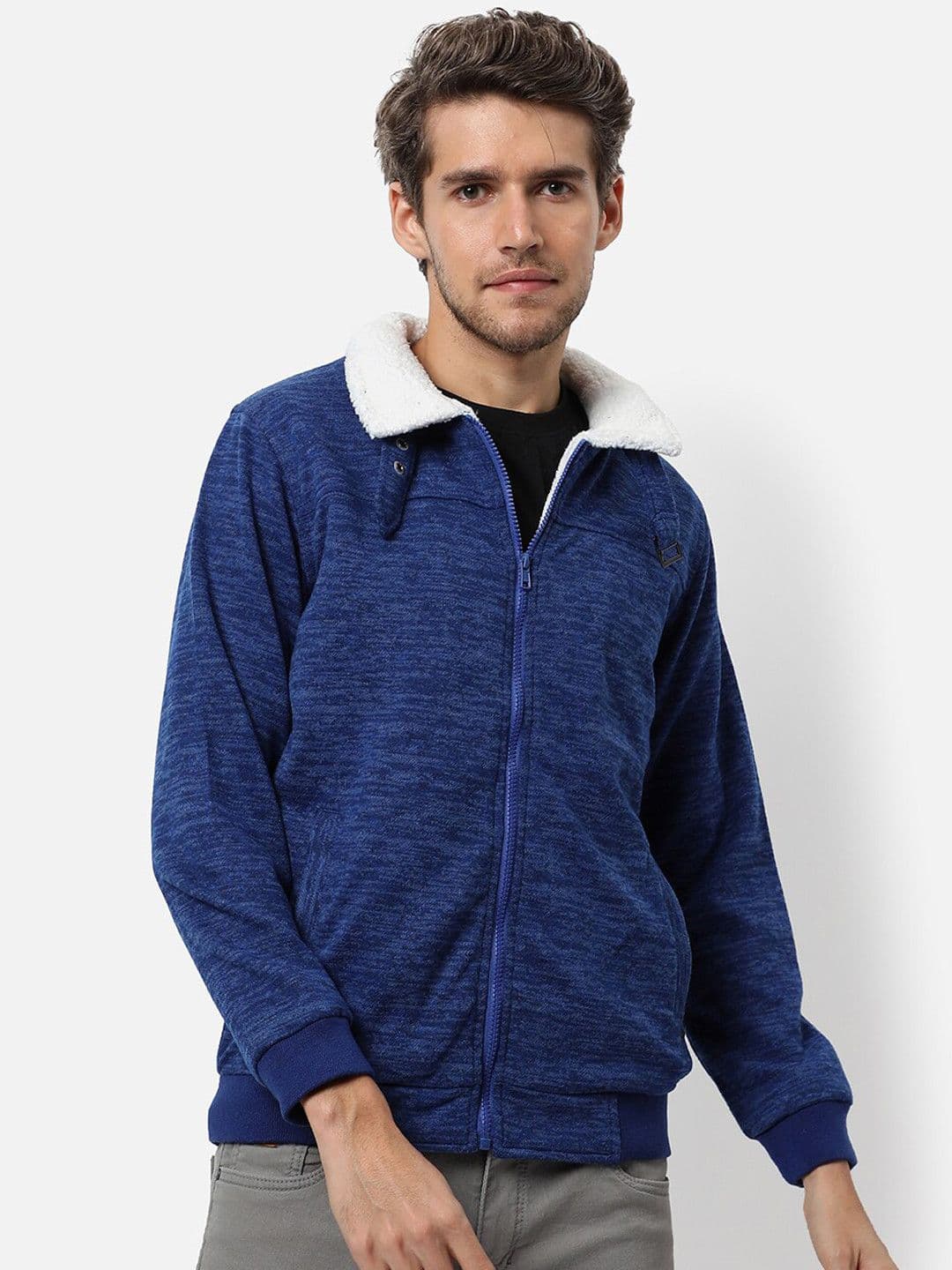 CAHOOT Men Navy Blue Solid Regular Fit Cotton Windcheater Outdoor Jacket - view 1