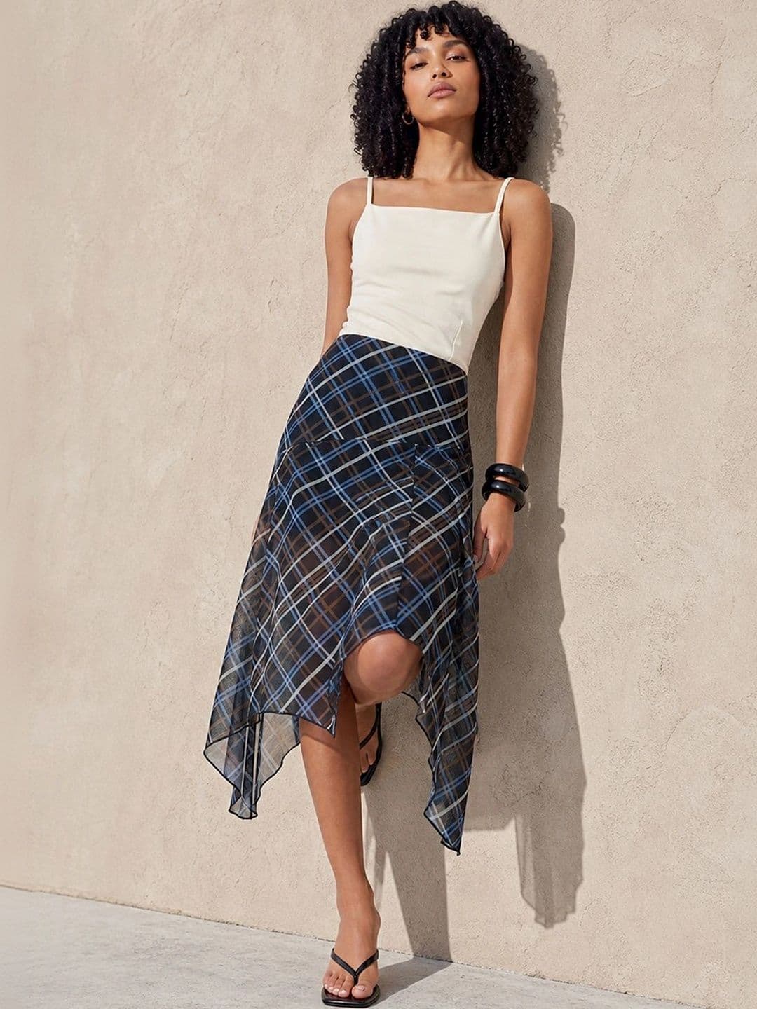 Ginger by Lifestyle Women Checked Midi A-Line Skirt - view 1