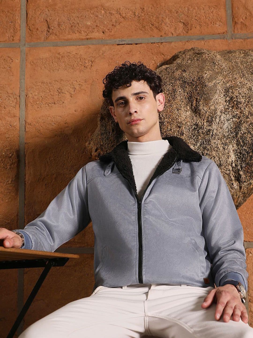 CAHOOT Men Spread Collar Solid Lightweight Sherpa Jacket - view 1