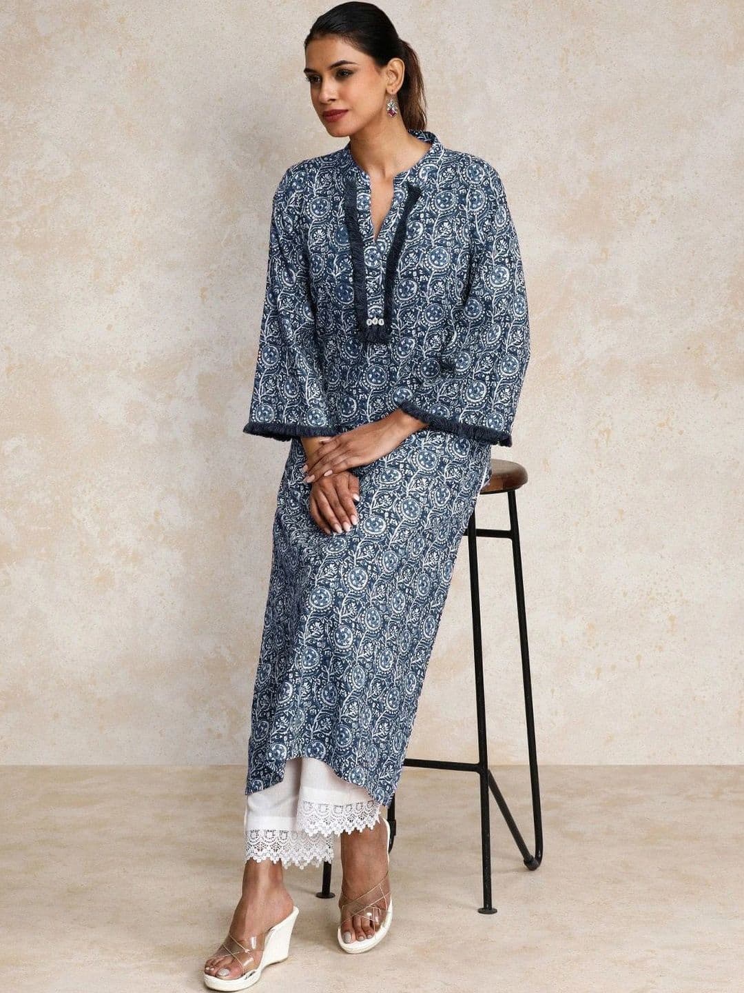 Sangria Women Ethnic Motifs Printed Flared Sleeves Indie Prints Kurta - view 1