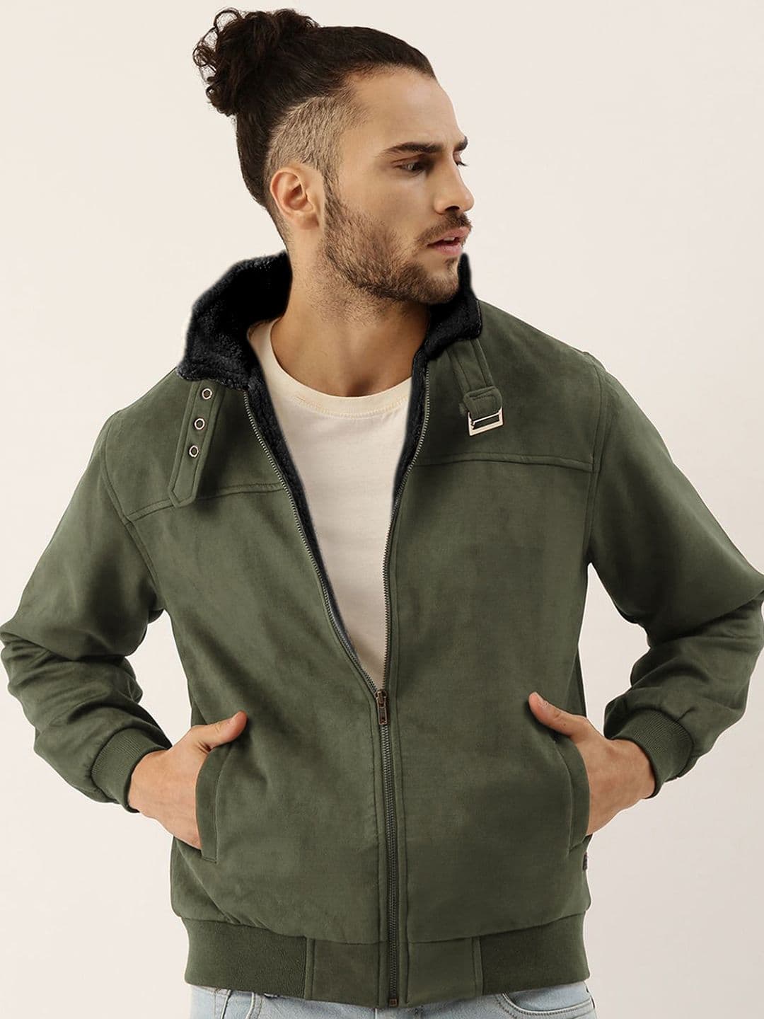 CAHOOT Men Spread Collar Solid Casual Bomber Jacket - view 1