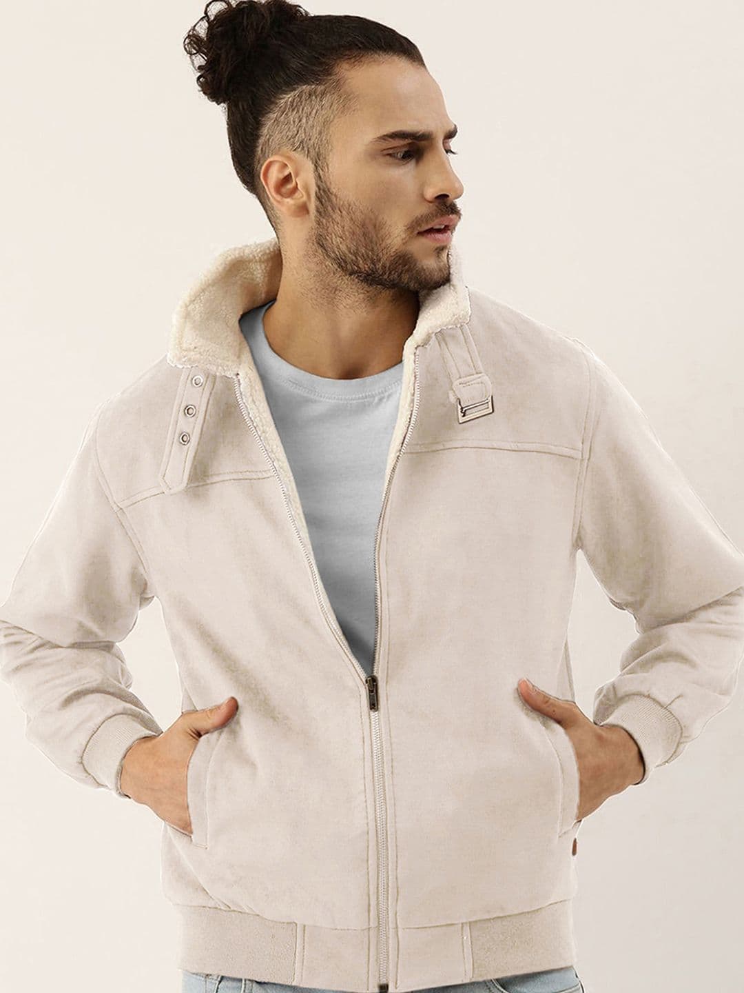 CAHOOT Men Spread Collar Solid Casual Bomber Jacket - view 1