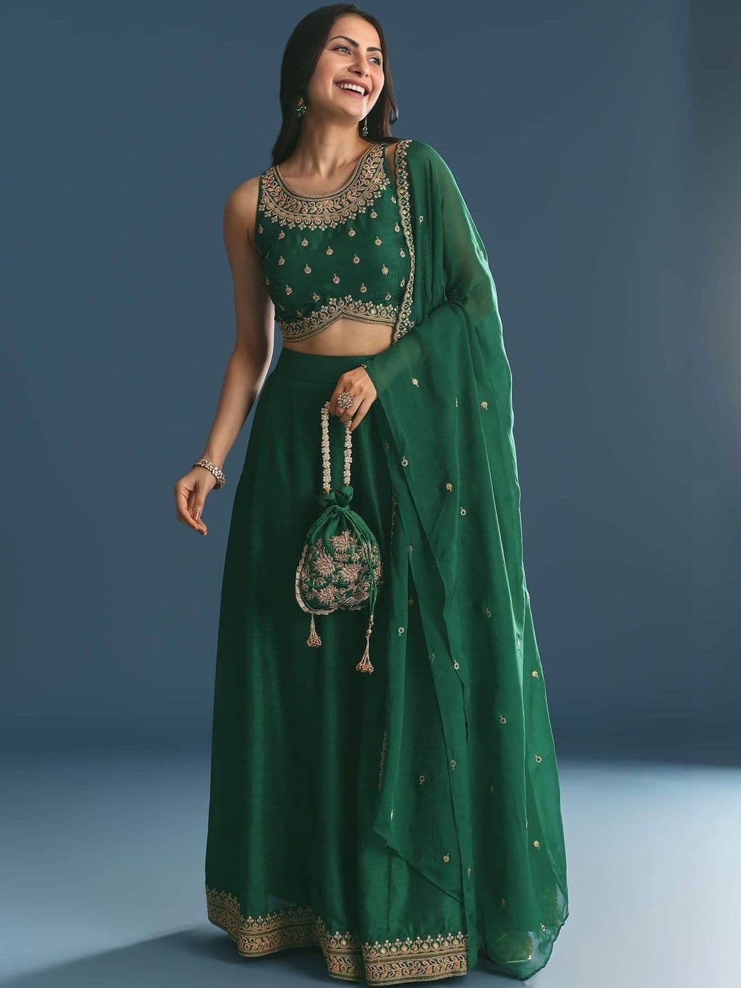 FAB WINDOW Embellished Ready to Wear Lehenga & Blouse With Dupatta - view 1