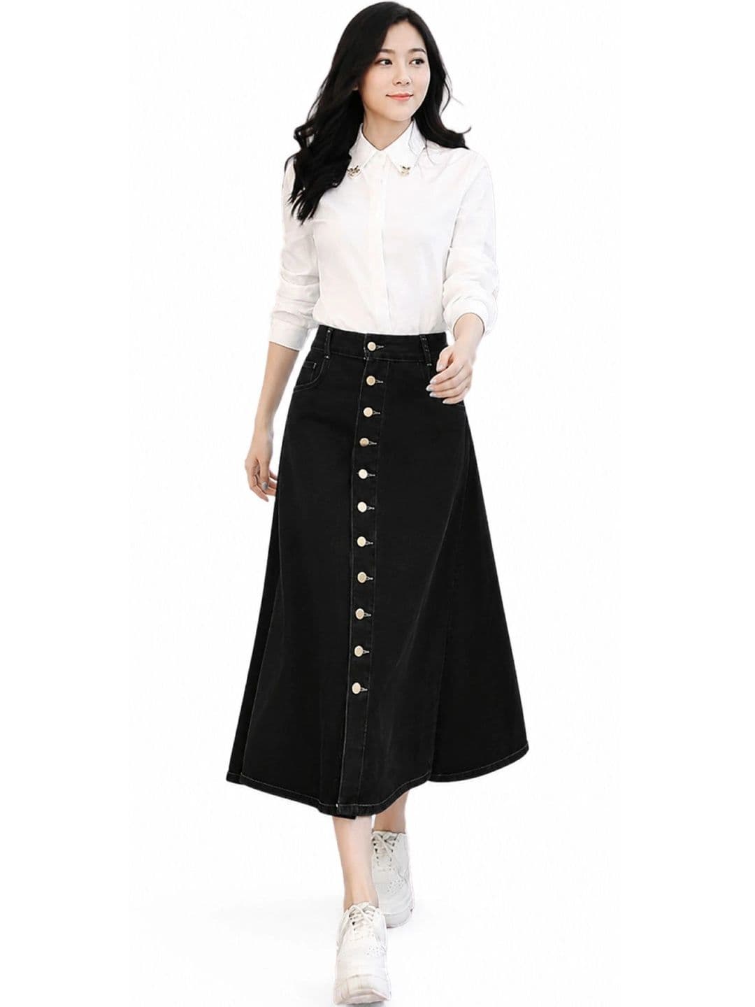 Tripursundari Fashion Women Denim Midi A-Line Skirt - view 1