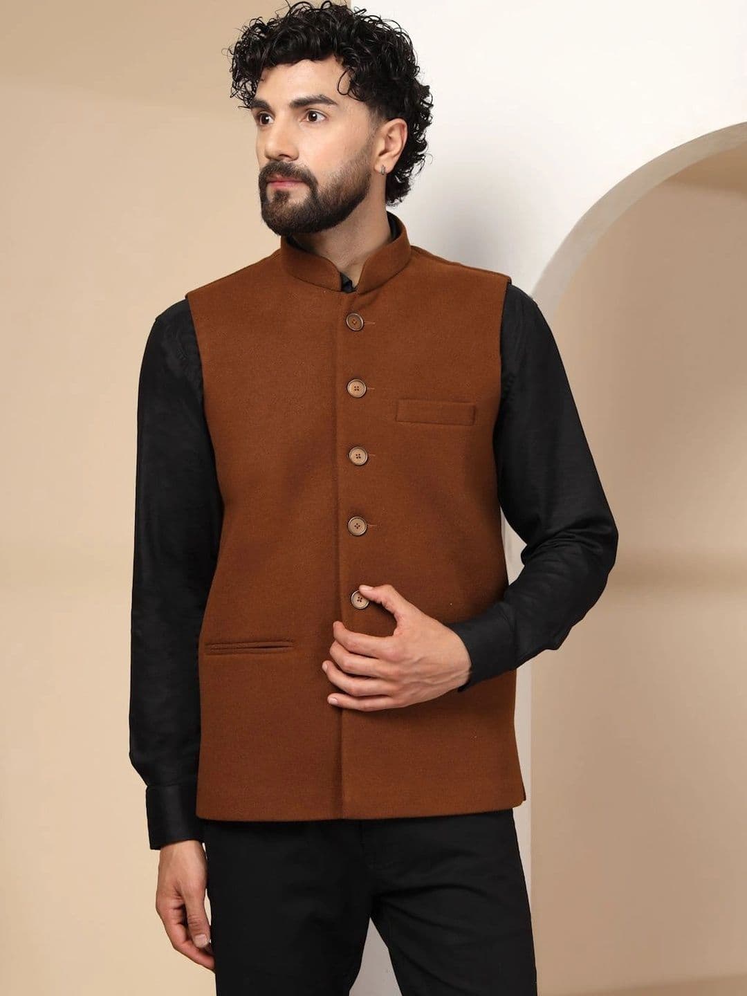 Vastraa Fusion Men Wool Blend Nehru Jackets - view 1