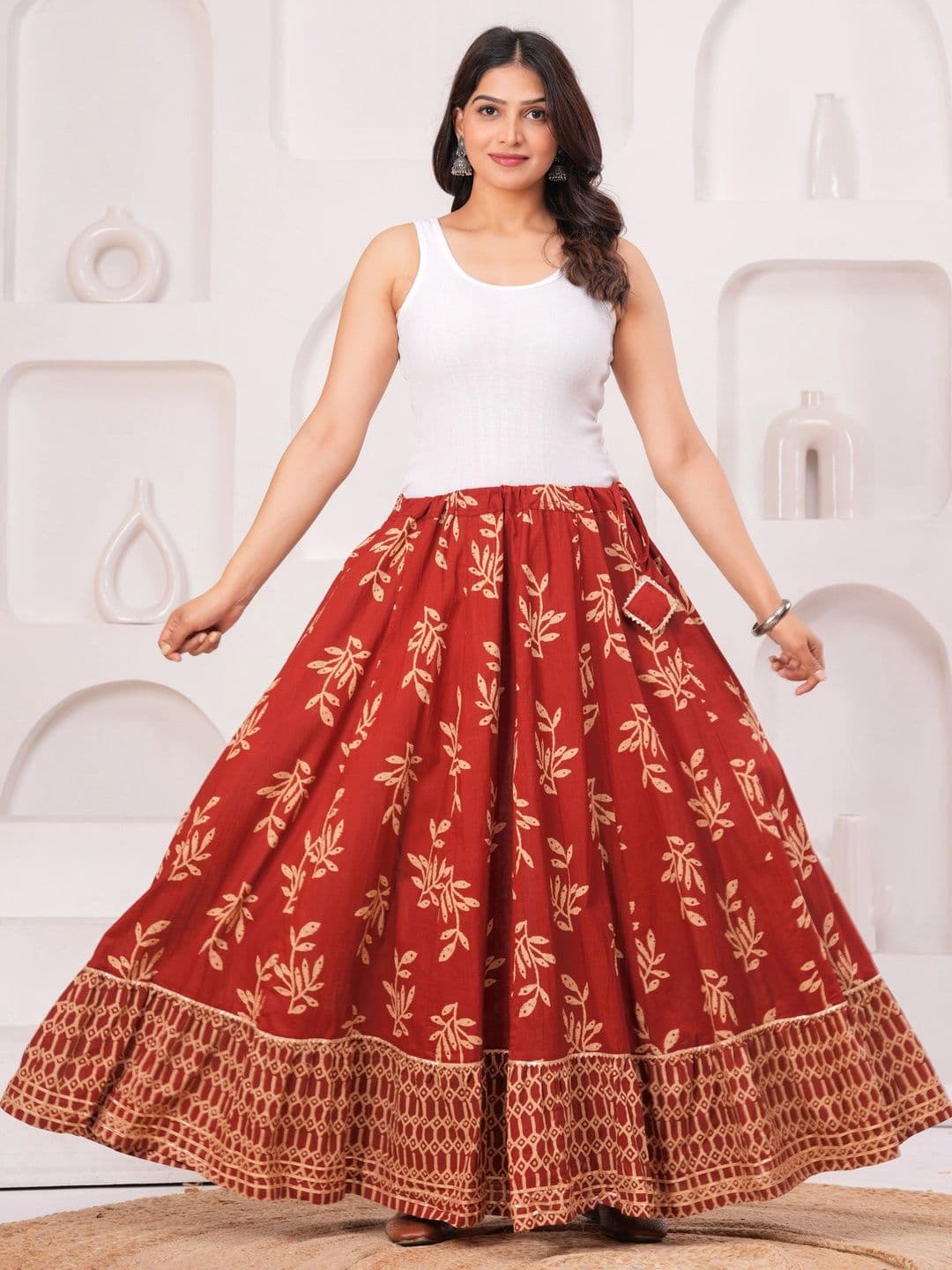 Maquien Women Floral Maxi Flared Skirt - view 1