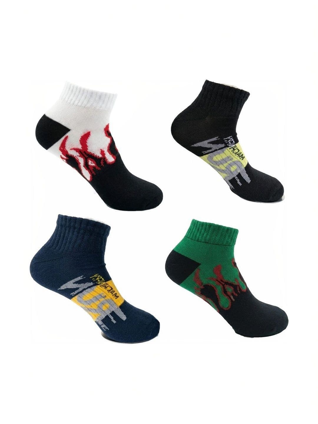 BEAR&BEYOND Men Pack of 4 Cotton Assorted Patterned Ankle Length Socks - view 1