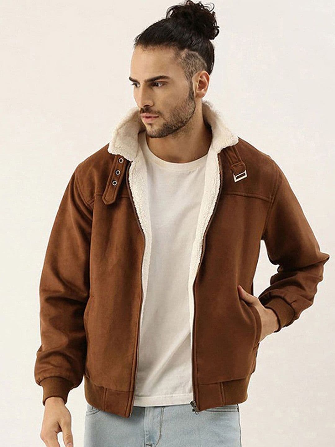 CAHOOT Men Spread Collar Solid Casual Bomber Jacket - view 1