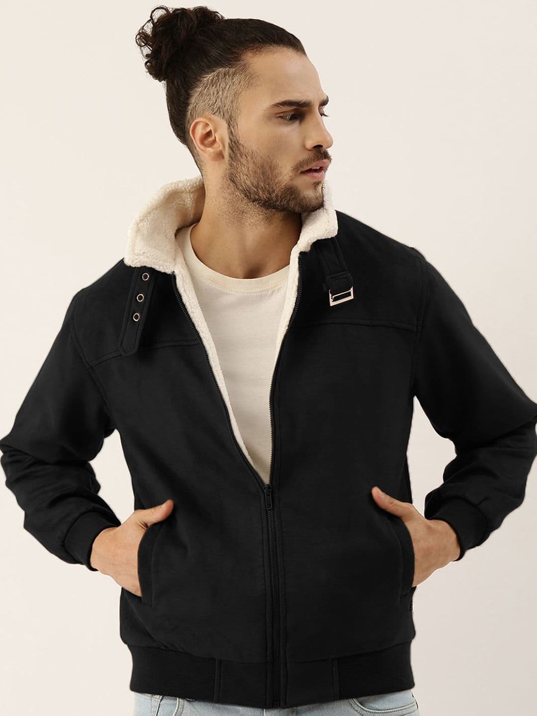 CAHOOT Men Mock Collar Solid Casual Bomber Jacket - view 1